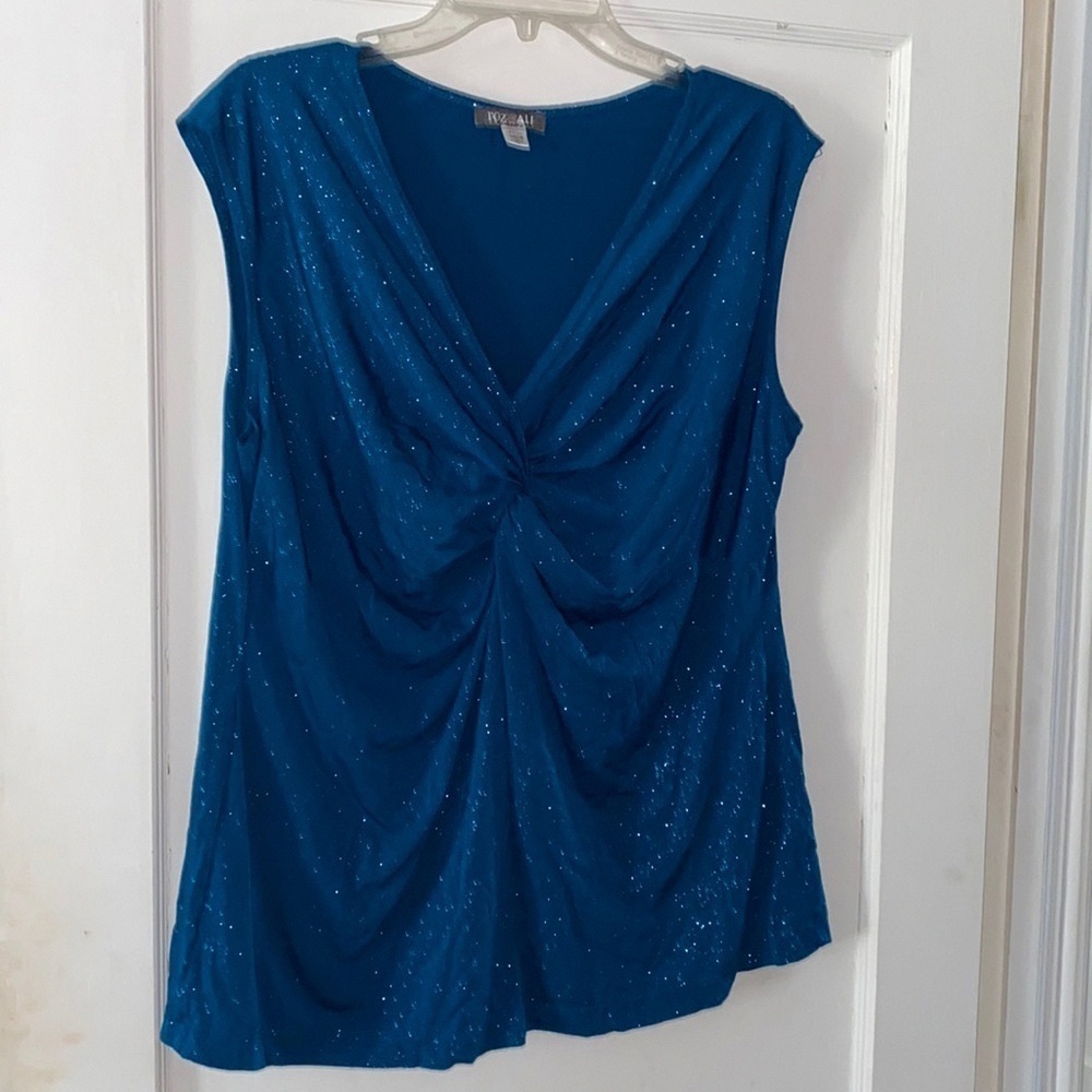 Chic Blue Draped Blouse